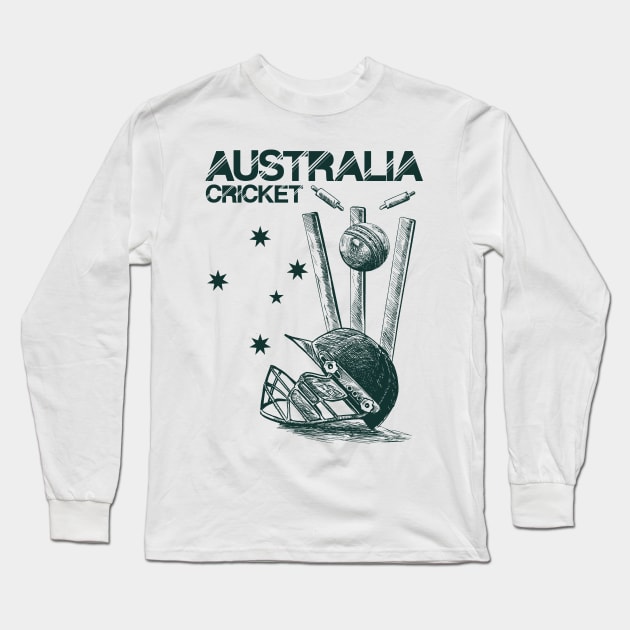 Australia Cricket Bat and Ball Game Memorabilia Long Sleeve T-Shirt by CGD